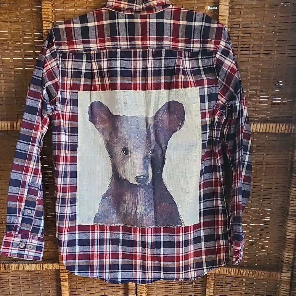 Bear Print Flannel Custom Made Sj Creations. Size M. Unisex